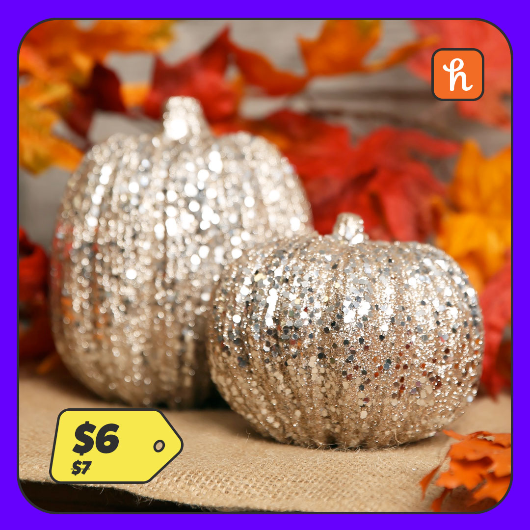 4.5 Inch Short Champagne Glitter Pumpkin