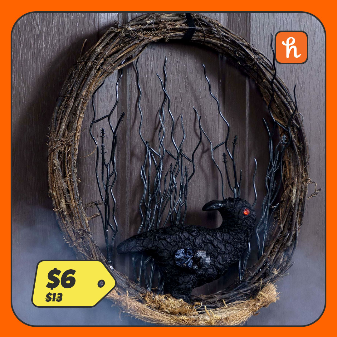 Gothic Black Crow Halloween Wreath Decoration