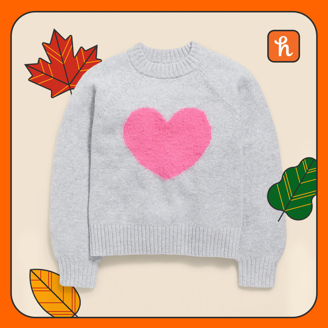 Cozy Mock-Neck Graphic Pullover Sweater for Girls