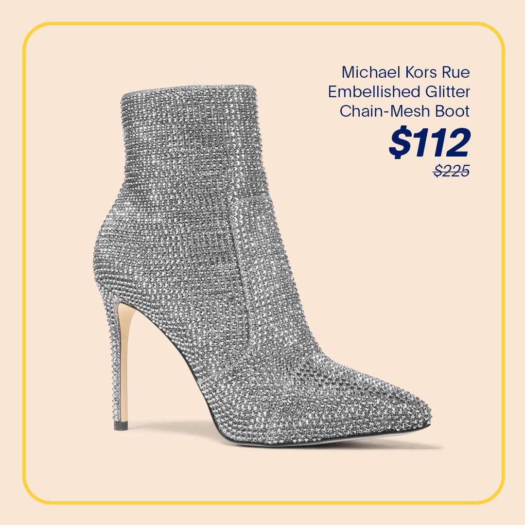 Michael Kors Rue Embellished Glitter Chain-Mesh Boot