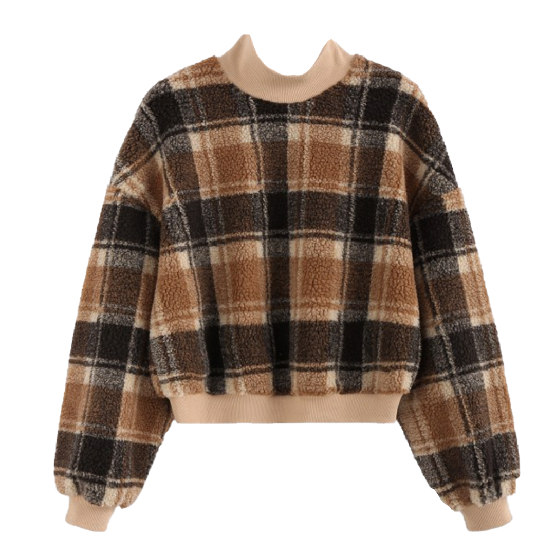 Alexis Ricecakes Contrast Plaid Mock Neck