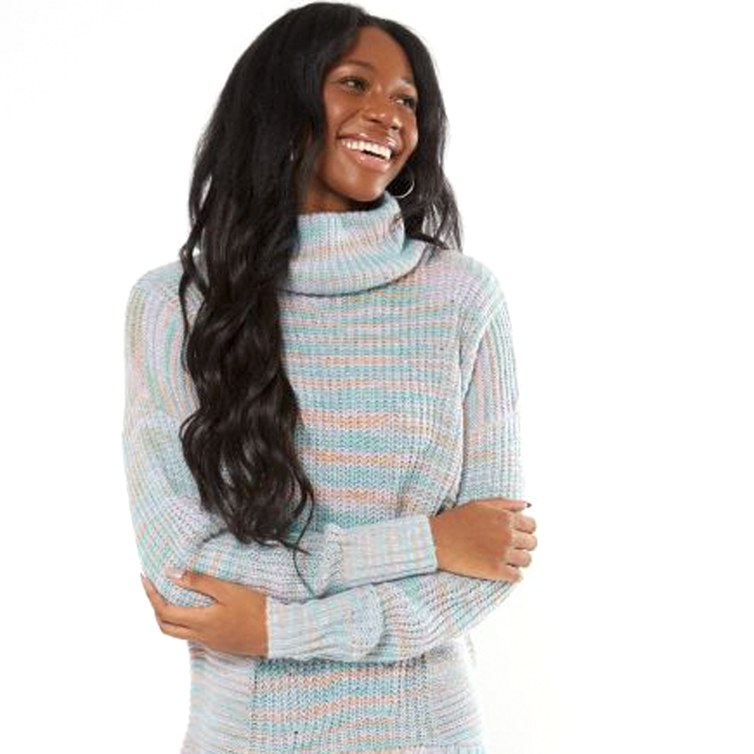 Rue21 Blue Space Dye Oversized Turtleneck Sweater